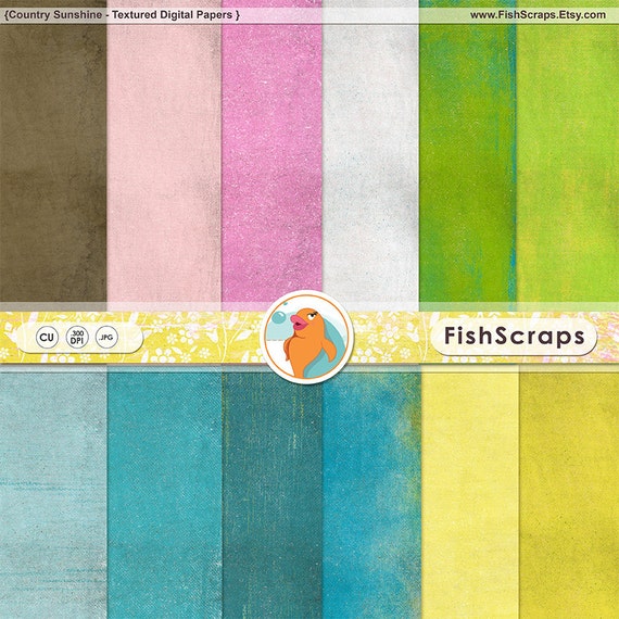 Spring & Summer Grunge Digital Papers for Crafting, Country Sunshine, Textured Cardstock, Shabby Chic Background Papers Il_570xn