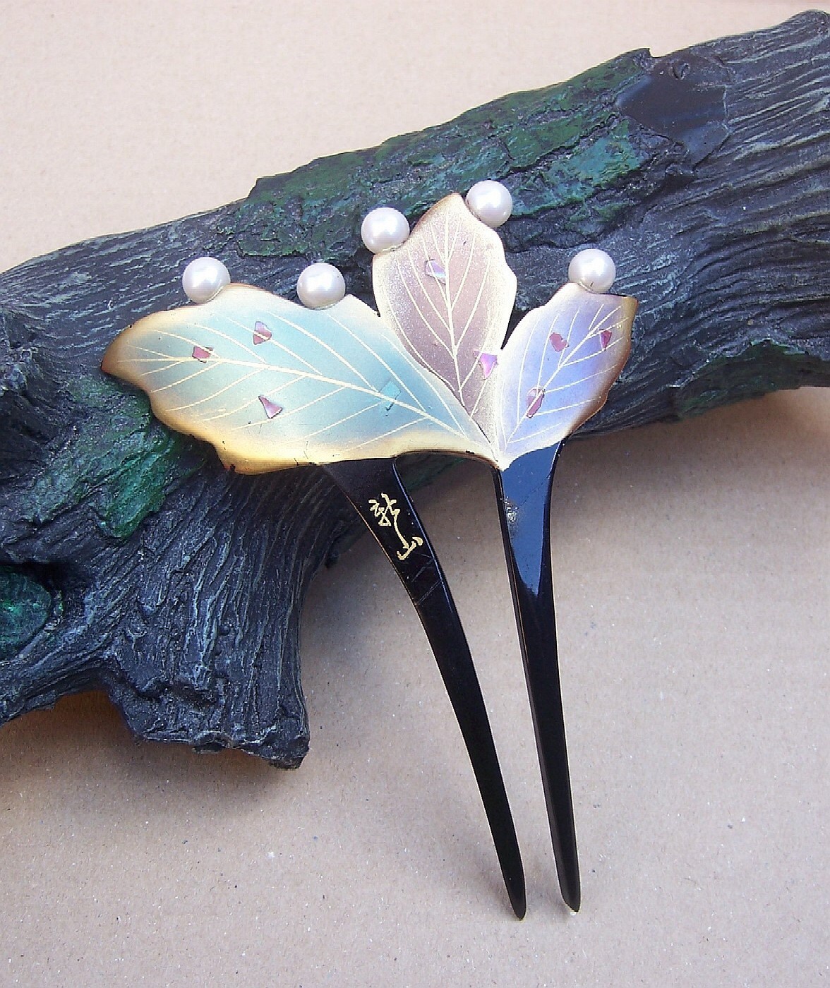 Vintage hair comb Japanese kanzashi geisha red hair pin hair