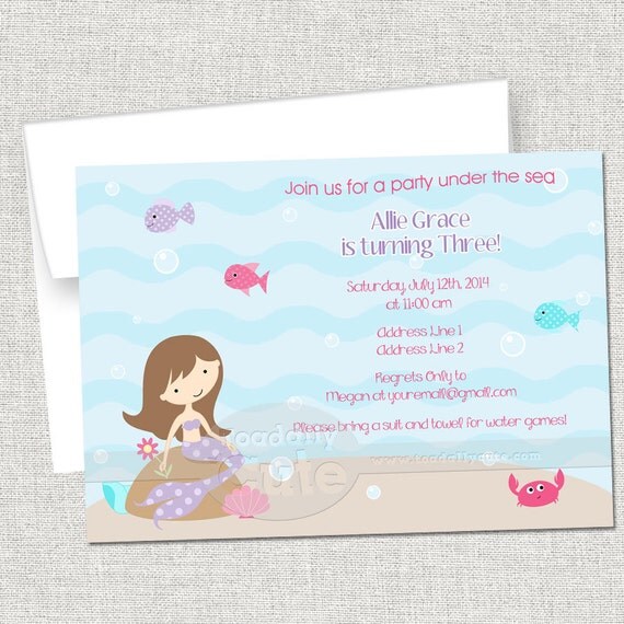 Sweet Mermaids, Birthday Invitation, personalized PRINTED Il_570xn