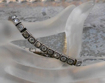 Art Deco Sterling Silver Rhinestone Bracelet