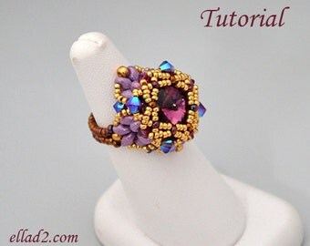 Beading Tutorial Ring Grand Anse - Beading Pattern, Instant download, PDF