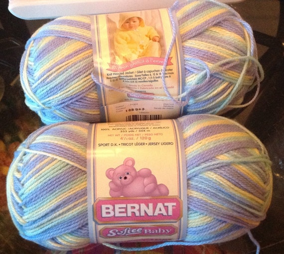 Bernat softee baby yarn in blue and yellow