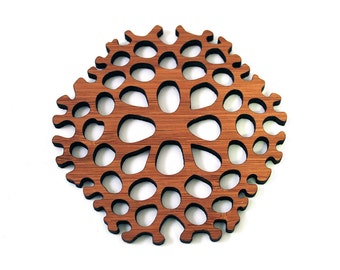 SKELETON Coasters Set - Sustainable Bamboo Wood Table Art - Unique Abstract and Geometric Modern Design