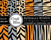 50% Off Sale Halloween Paper Digital Paper Pack Commercial Use Party Invitations Cards Halloween Wildlife Papers Craft Supplies Zebra Papers Il_170x135