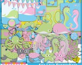 Sale Sea Love Everywhere Digital Scrap Craft & Wrap Kit 136 Items Valentine's Cards Baby Shower Invitations Digital Scrapbook Craft Supplies Il_170x135