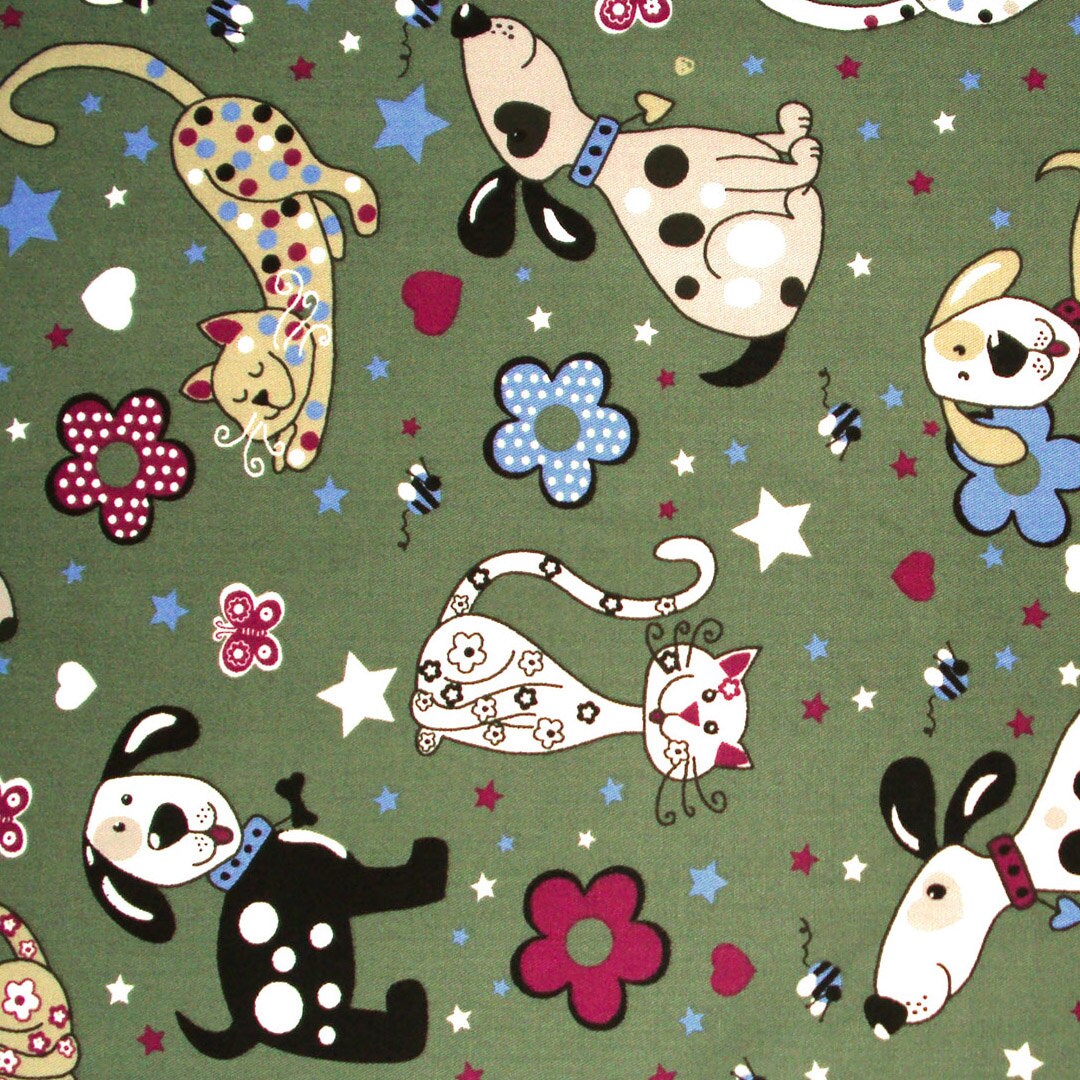 printed fabric cute dogs and cats print fabric on military