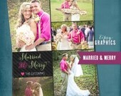 MARRIED & MERRY. Newlyweds Modern Multi Photo Holiday Card. Any text, for 1 or more photos. By Tipsy Graphics Il_170x135
