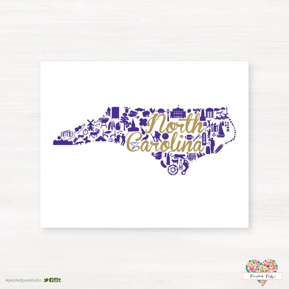 Cullowhee North Carolina State Landmark Giclée Map Art Print