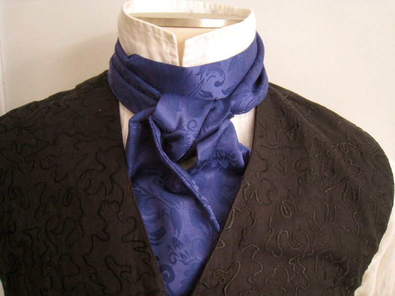 Blue ascot cravat brocade puff tie for your by FittingAndProper