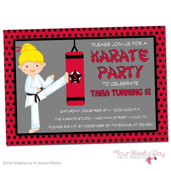 PRINTABLE Girl Karate Party Invitations (Character of your choice) #543 Il_570xn