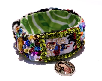 Archangel Michael scapular sequined embroidered bracelet