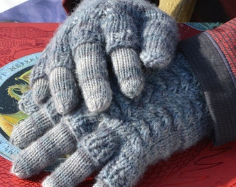 Instant Download Knit Glove PATTERN - Men, Women, Kids "Mermaid Tails and Dragon Scales" Cabled Mittens, Fingerless or Flip-Top, with liner