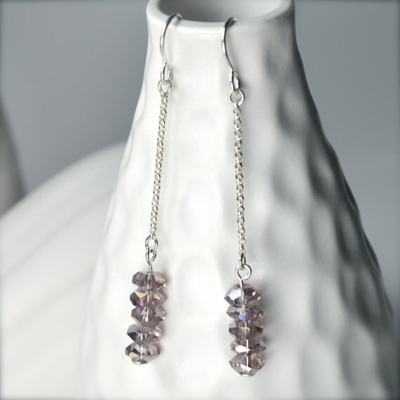 Pastel Purple Swarovski Crystal Earrings Lavender Jewelry