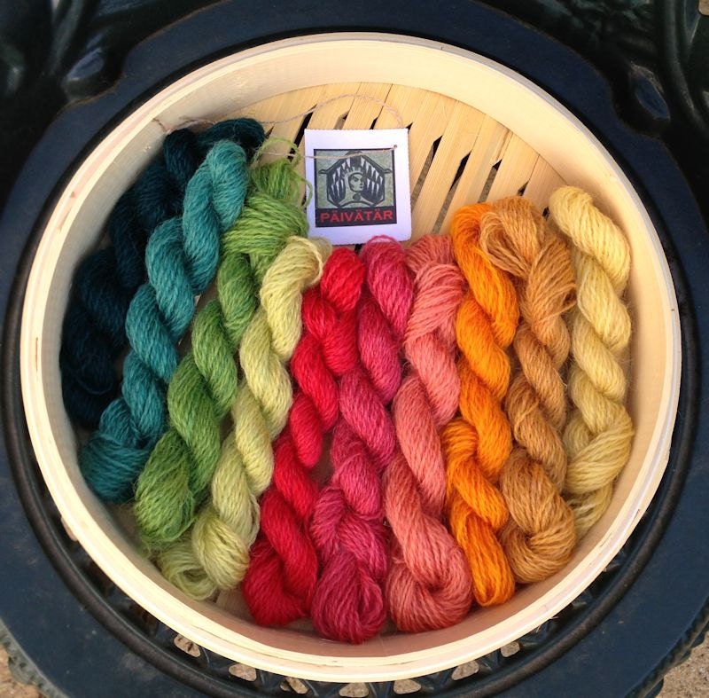 Rainbow hand dyed crewel jessecmault yarn