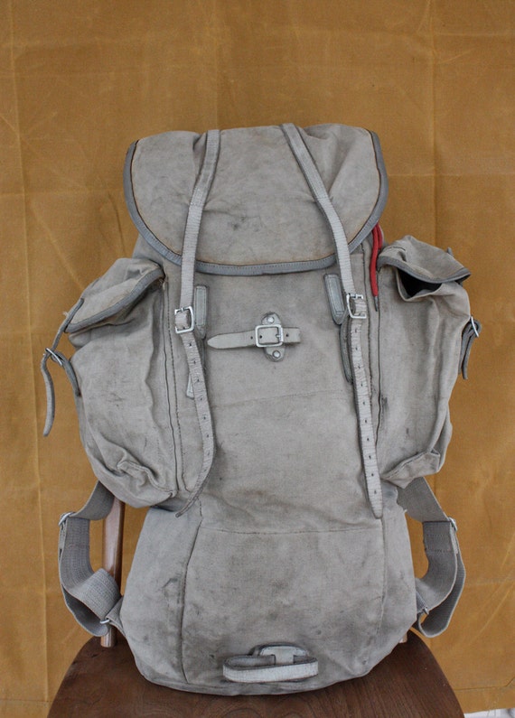 Vintage Karrimor Large Canvas and Leather Rucksack Backpack