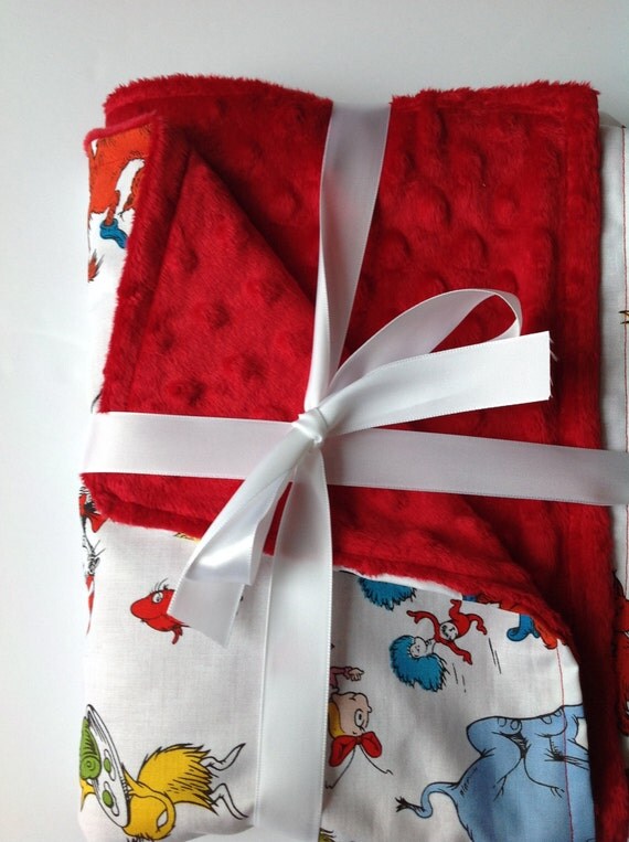 Dr. Seuss Cat in the Hat minky fleece blanket