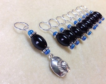 Fire Fighter Hat Beaded Stitch Marker Set- Knitters Gift- Snag Free Pattern Markers, First Responders