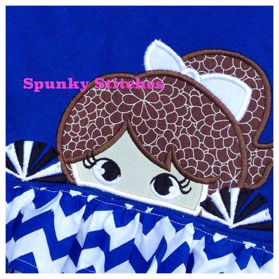 Cheerleader Peeker Applique Design by SpunkyStitchesEmb on Etsy