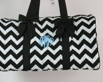 Personalized 21" Duffle Bag CHEVRON Duffle Bag Dance Gym Cheer Overnight Black Chevron