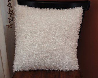 white fuzzy pillow covers