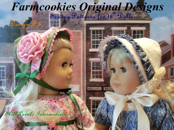 PDF Sewing Pattern/ Four Historical Bonnets / Sewing Pattern for American Girl® or Other 18" Dolls