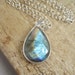 Labradorite Necklace Sterling Silver Bezel Set Pendant Open Link Chain