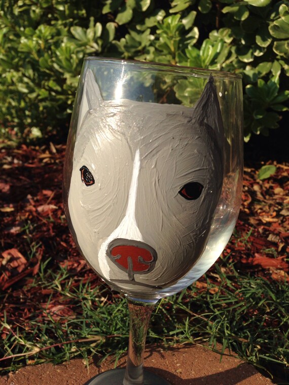 Custom painted pet wineglass, bull dog, pit bull, bulky breeds, animal lover gift