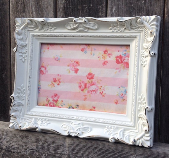 Items similar to SHABBY CHIC Distressed Frame White Baroque Picture ...