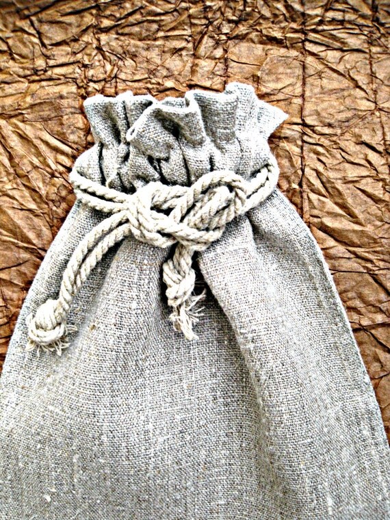 Items similar to Linen Drawstring Bags Set of 5 Natural Organic