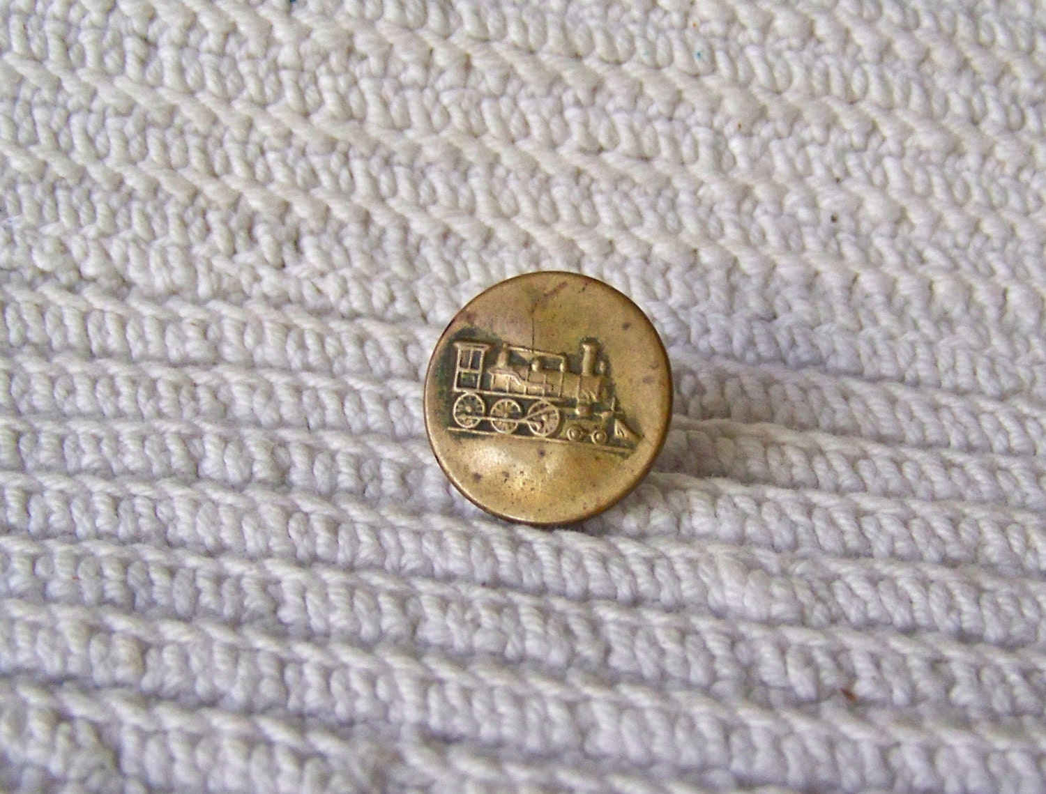 Antique Brass Railroad Conductor Uniform Button by CynthiasAttic