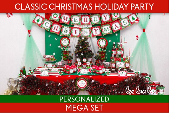 Classic Christmas Holiday Party Package Collection Set Mega Personalized Printable // Classic Christmas - H2Pz2 Il_570xn