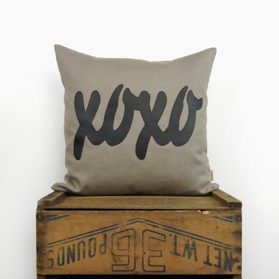 XOXO word decorative pillow case in black & by ClassicByNature