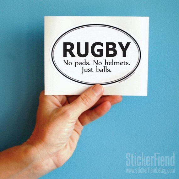 rugby just balls vinyl bumper sticker