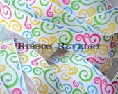 Bright candy swirls on white grosgrain ribbon NEW EASTER Il_170x135