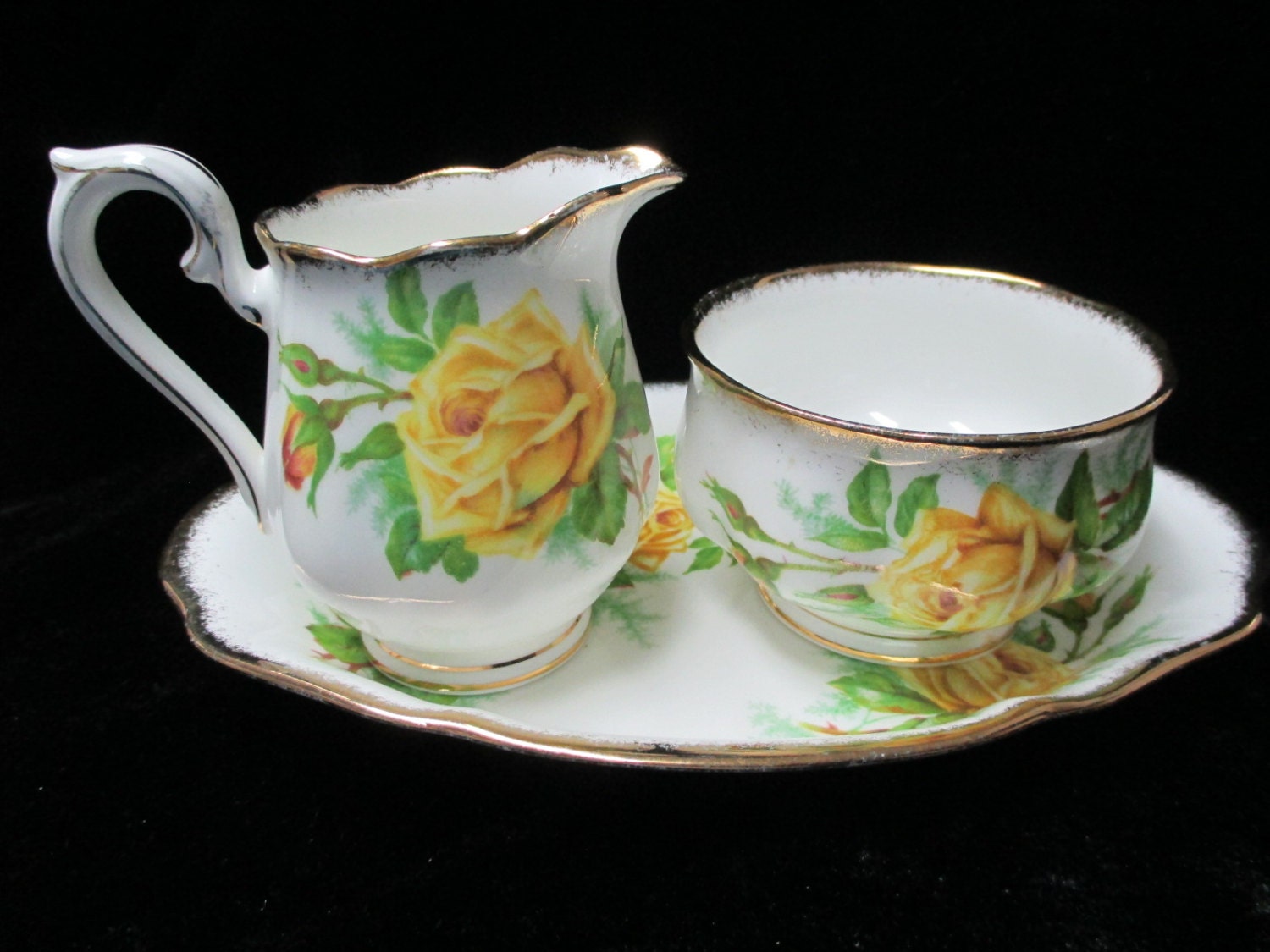 Royal Albert Yellow Tea Rose Cream and Sugar Set
