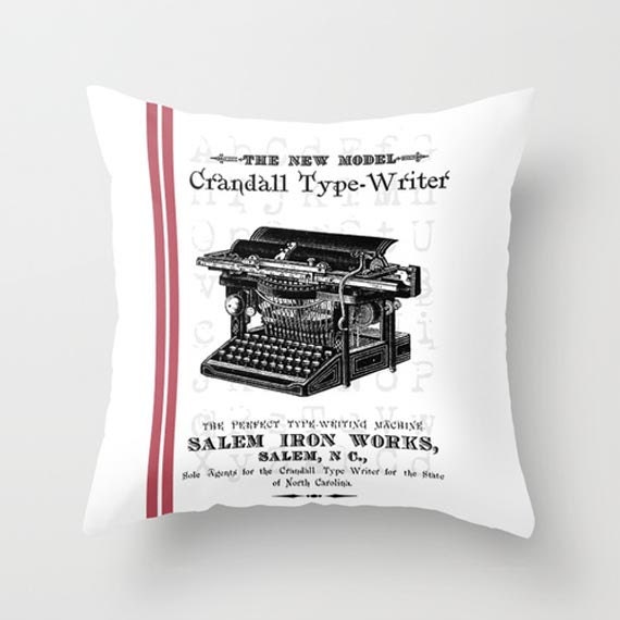 Throw Pillow Cover Old Typewriter with/without Stripes