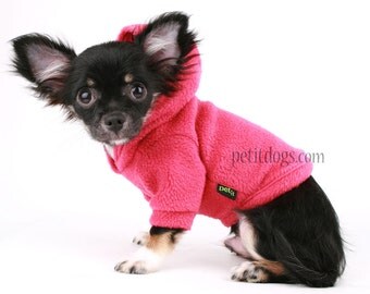 Dog Hoodie Hot Pink Polar fleece Dog Sweater