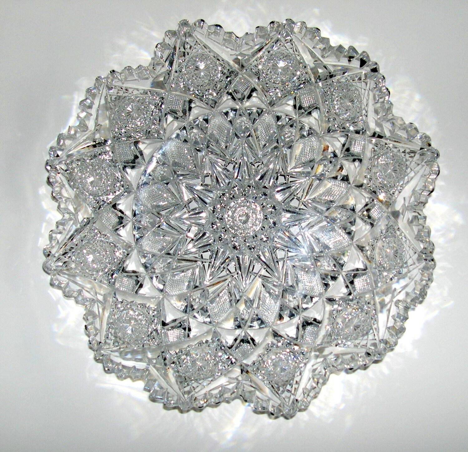 Antique American Brilliant Cut Glass Serving Dish Deeply Cut American Brilliant Cut Glass Bowl