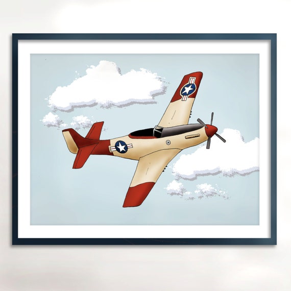 Vintage Airplane Children's Art Printable Instant