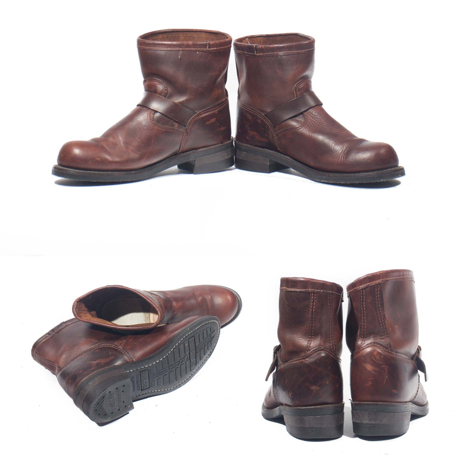Short Engineer Boots Mens Red Wing Heritage Brown Leather Slip 