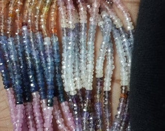 Multi Sapphire Gemstone Beads Faceted Roundelle AAA Quality Size 3MM Approx 3 strands14 inches Wholesale Price