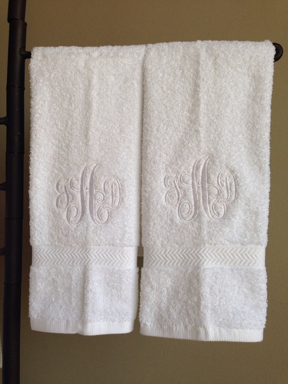 Monogram Hand Towels Set Of 2 Initial Personalized Any Color