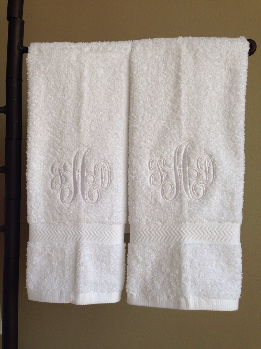 Monogram Hand Towels Set of 2 Initial Personalized Any Color