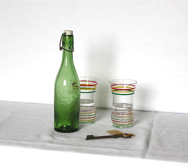 1950 French antique lemonade bottles Picnic french vintage bottle
