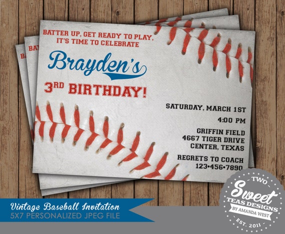 Birthday Party Invitations Baseball 4