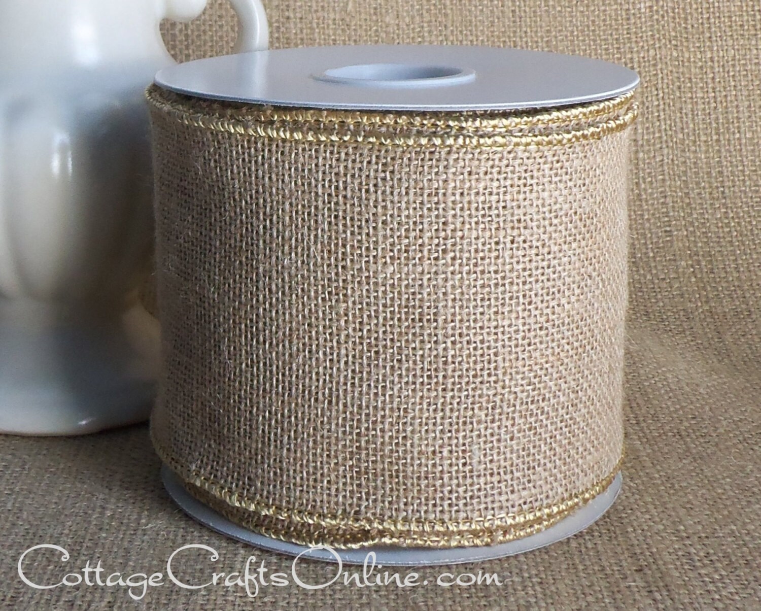 Burlap Wired Ribbon 4 wide Natural Tan 100 Jute TEN