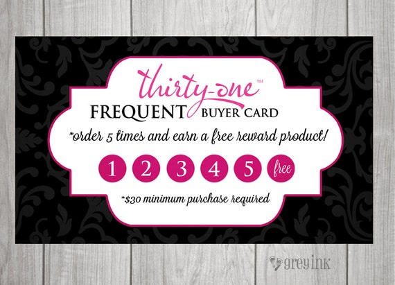 Thirty One Consultants Frequent Buyer Cards Instant Download