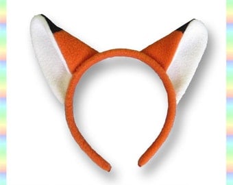 Orange Fox Ears Headband - 1/2" Flexible Band AntiPill Fleece Child Teen Adult Geeky Summer Cute Kawaii Anime Cosplay Animal Kitsune