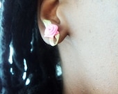 Dainty romantic 18k Gold   Stud earrring//Rosette//tiny//floral//Everyday, minialist, kawaii