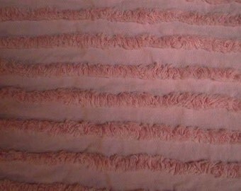 Tangerine ORANGE Chenille LINE Designs Vintage Chenille Bedspread Fabric - 36" X 37 - #2